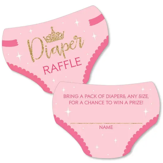 Big Dot of Happiness Little Princess Crown - Diaper Shaped Raffle Ticket Inserts - Pink & Gold Princess Baby Shower Diaper Raffle Game - Set of 24 {1}