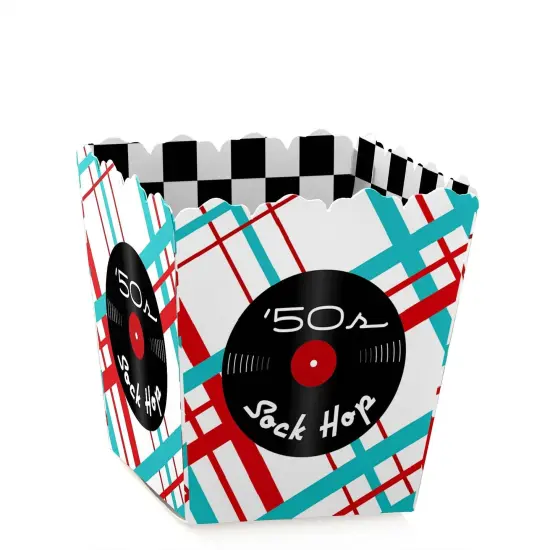 Big Dot of Happiness 50's Sock Hop - Party Mini Favor Boxes - 1950s Rock N Roll Party Treat Candy Boxes - Set of 12 {1}