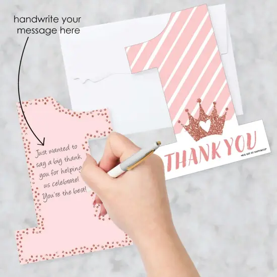 Big Dot of Happiness 1st Birthday Little Miss Onederful - Shaped Thank You Cards - Girl First Birthday Party Note Cards with Envelopes - Set of 12 {3}