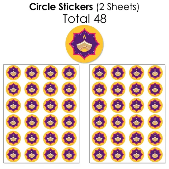 Big Dot of Happiness Happy Diwali - Mini Candy Bar Wrappers, Round Candy Stickers & Circle Stickers - Party Candy Favor Sticker Kit - 304 Pieces {7}