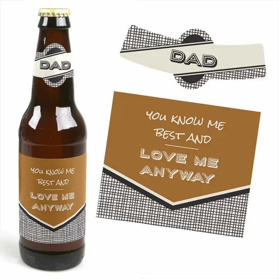 Big Dot of Happiness Dad, I Must Confess - "Here's To You Brew" Decorations for Men - 6 Beer Bottle Label Stickers and 1 Carrier {6}