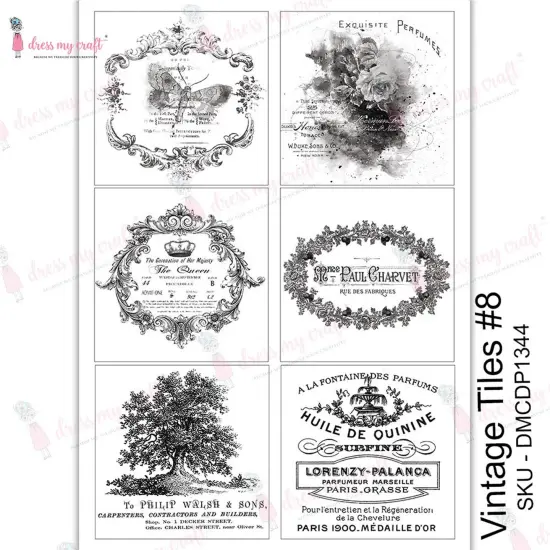 Dress My Craft Transfer Me Sheet A4-Vintage Tile #8 {2}
