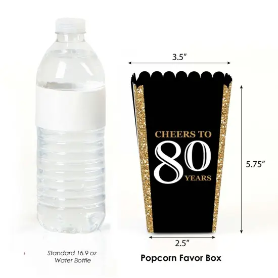 Big Dot of Happiness Adult 80th Birthday - Gold - Birthday Party Favor Popcorn Treat Boxes - Set of 12 {3}