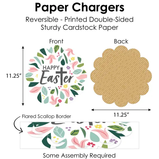 Big Dot of Happiness Religious Easter - Christian Holiday Party Paper Charger and Table Decorations - Chargerific Kit - Place Setting for 8 {6}