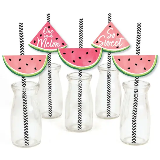 Big Dot of Happiness Sweet Watermelon - Paper Straw Decor - Fruit Party Striped Decorative Straws - Set of 24 {1}
