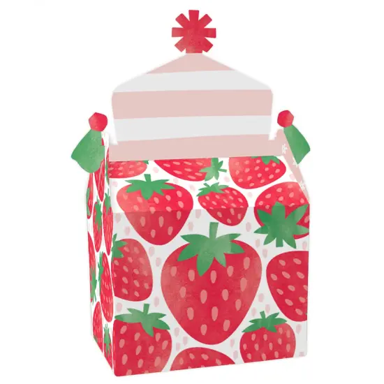 Big Dot of Happiness Berry Sweet Strawberry - Treat Box Party Favors - Fruit Themed Birthday Party or Baby Shower Goodie Gable Boxes - Set of 12 {1}