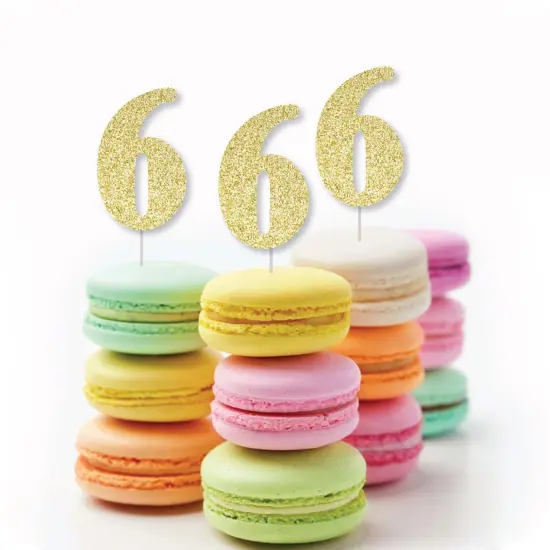 Big Dot of Happiness Gold Glitter 6 - No-Mess Real Gold Glitter Cut-Out Numbers - 6th Birthday Party Confetti - Set of 24 {6}