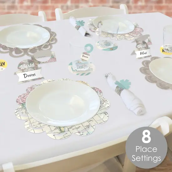 Big Dot of Happiness World Awaits - Travel Themed Party Paper Charger and Table Decorations - Chargerific Kit - Place Setting for 8 {3}