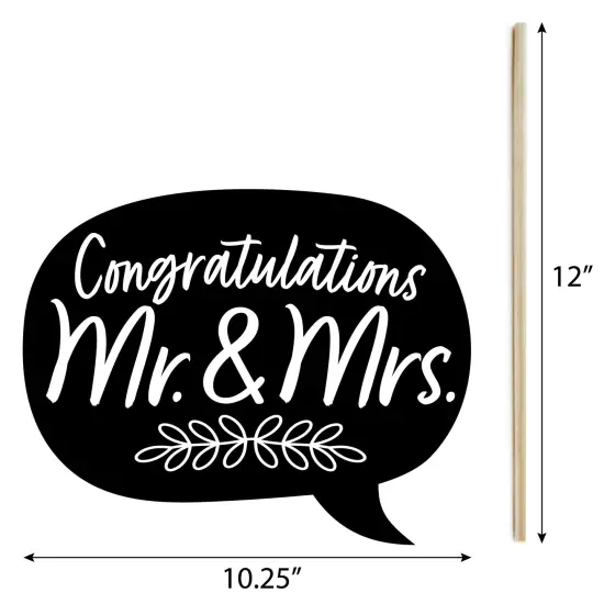 Big Dot of Happiness Mr. and Mrs. - Black and White Wedding or Bridal Shower Photo Booth Props Kit - 20 Count {7}