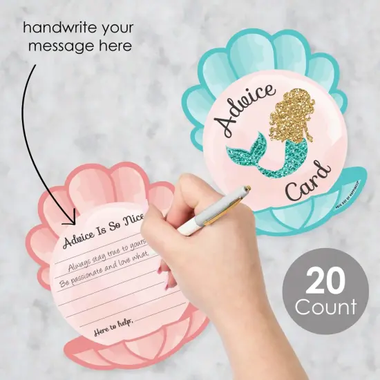Big Dot of Happiness Let's Be Mermaids - Seashell Wish Card Baby Shower Activities - Shaped Advice Cards Game - Set of 20 {3}