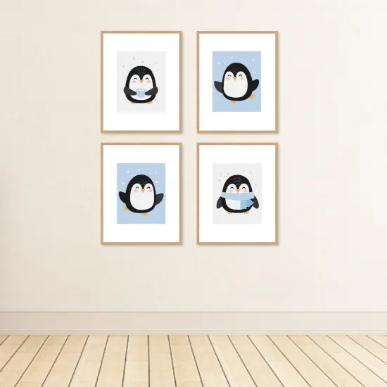 Big Dot of Happiness Winter Penguins - Unframed Holiday and Christmas Linen Paper Wall Art - Set of 4 - Artisms - 8 x 10 inches {4}