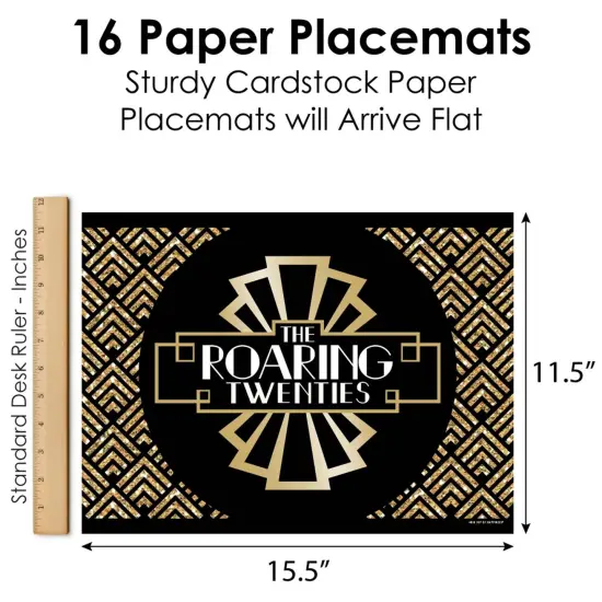 Big Dot of Happiness Roaring 20's - Party Table Decorations - 1920s Art Deco Jazz Party Placemats - Set of 16 {6}