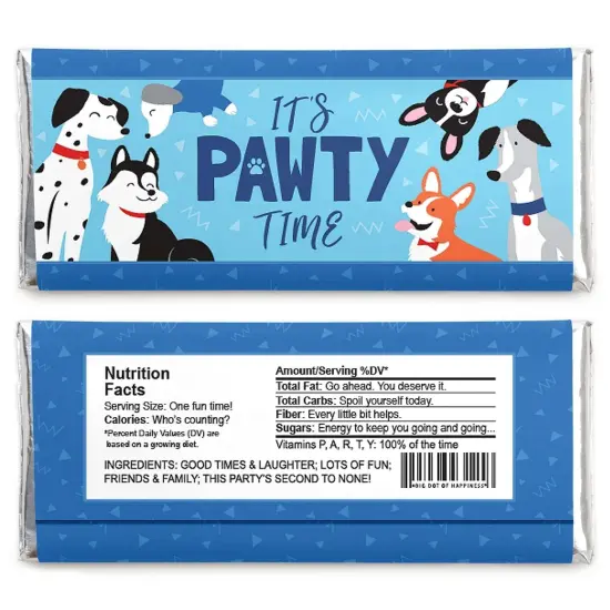 Big Dot of Happiness Pawty Like a Puppy - Candy Bar Wrapper Dog Baby Shower or Birthday Party Favors - Set of 24 {3}