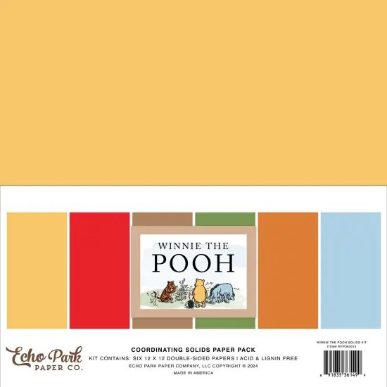 Echo Park Solids Collection Kit 12"X12"-Winnie The Pooh, 6 Colors {1}