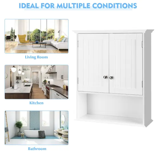 Costway Wall Mount Bathroom Cabinet Storage Organizer Medicine Cabinet White {6}