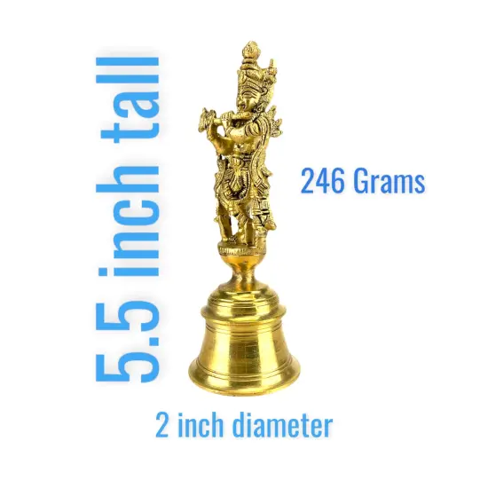 Brass Krishna Bell, Indian Pooja, Gopal Brass Bell, Puja Ghanti, Pooja Ghanti, Hindu Temple Bell, Indian Decor, Jingle, Diwali Puja, Mandir {3}