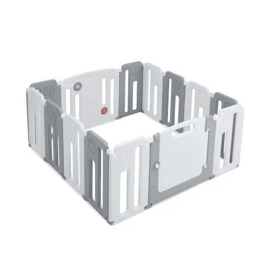 14 Panels Kids Safety Activity Play Center with Drawing Board Grey {1}