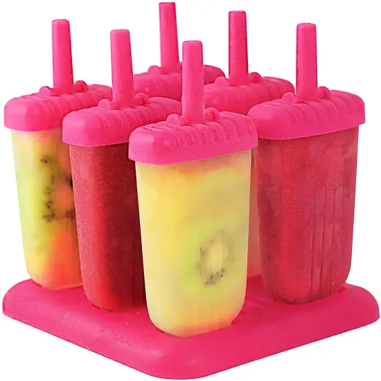 6Pcs DIY Popsicle Reusable Molds For Homemade Iced Snacks Hotpink {1}