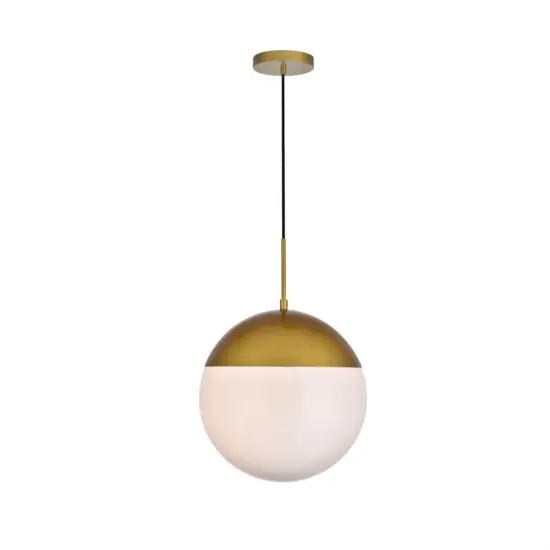 Eclipse 1 Light Brass Pendant With Frosted White Glass {1}