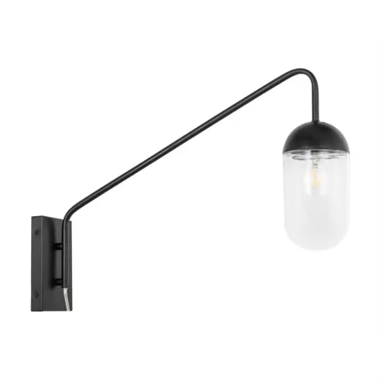 Kace 1 light Black and Clear glass wall sconce {3}
