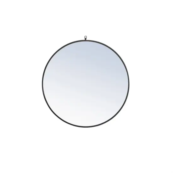 Metal frame Round Mirror with decorative hook 36 inch Black finish {1}