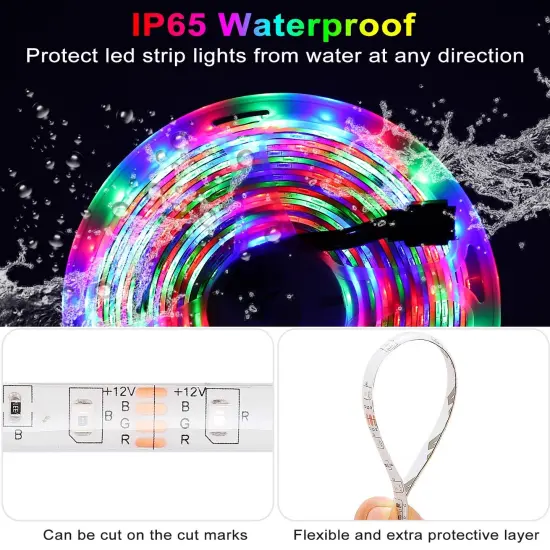 300 LEDs Strip Lights 5M/16.5ft 20 Colors RGB LED Strip IP65 Waterproof with Remote {3}