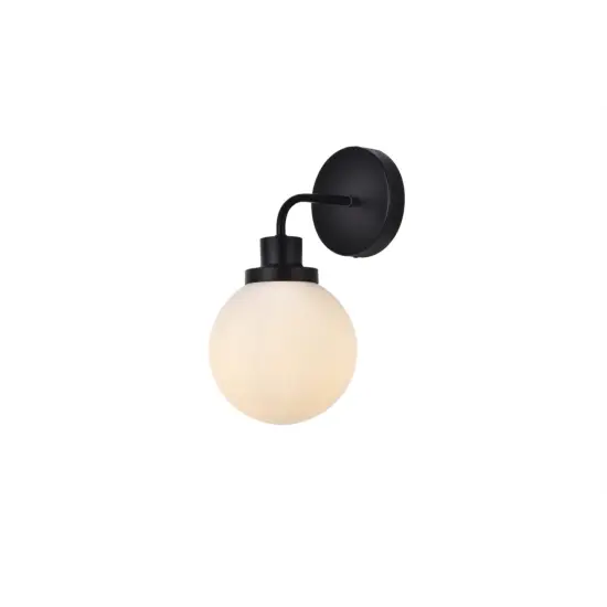 Hanson 1 light bath sconce in black with frosted shade {3}