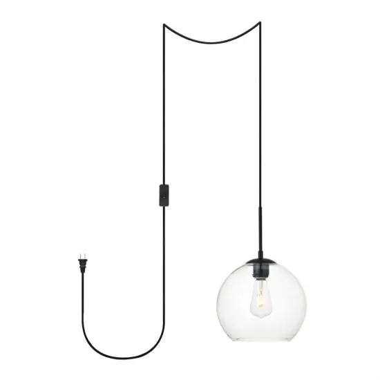 Baxter 1 Light Black plug-in Pendant With Clear Glass {1}