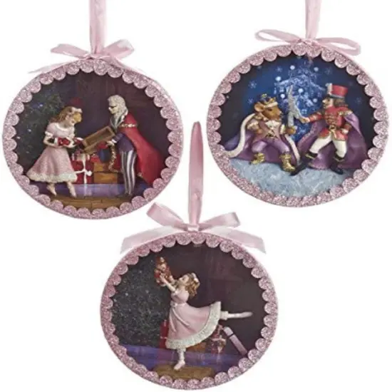 5" Nutcracker Suite Shadow Box Ornaments &ndash; Set of 3 Assorted Christmas Decorations {1}