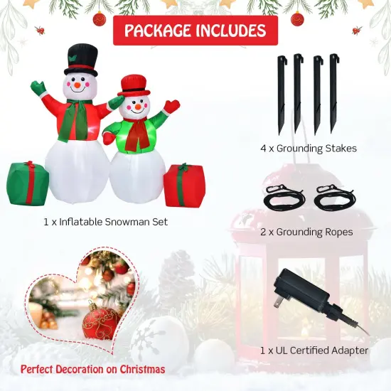 6 Feet Christmas Inflatable Snowmen Blow Up Christmas Decoration {5}