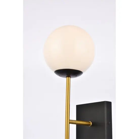 Neri 1 light black and brass and white glass wall sconce {4}