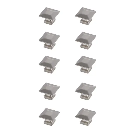 Cecil 1.3" Brushed Nickel Square Knob Multipack (Set of 10) {1}