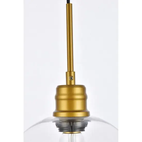 Emett 1 light Brass and Clear glass plug in pendant {5}