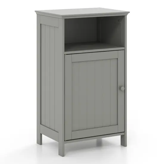 Bathroom FreestandingAdjustable Shelf Floor Storage Cabinet Grey {4}
