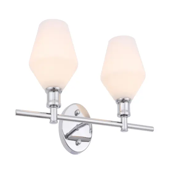 Gene 2 light Chrome and Frosted white glass Wall sconce {6}