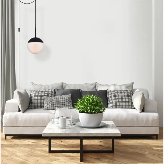Eclipse 1 Light Black plug in pendant With Frosted White Glass {2}