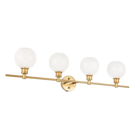 Collier 4 light Brass and Frosted white glass Wall sconce {5}