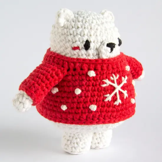 Hoooked Amigurumi DIY Kit W/Eco Barbante Yarn-Winter Bear Yule {3}