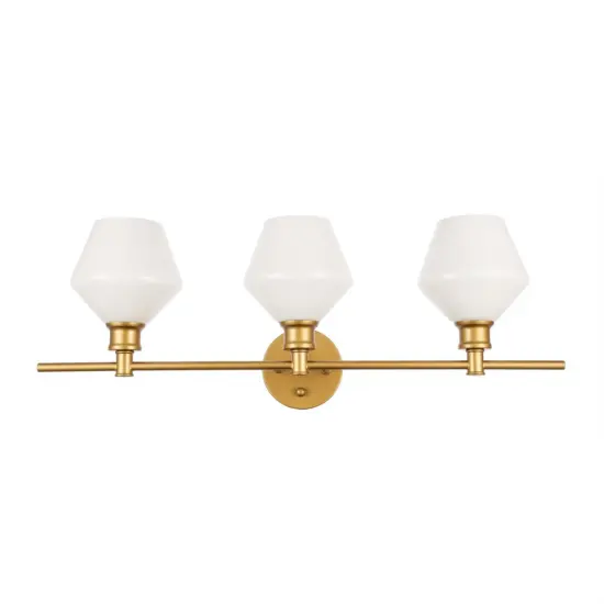 Gene 3 light Brass and Frosted white glass Wall sconce {3}