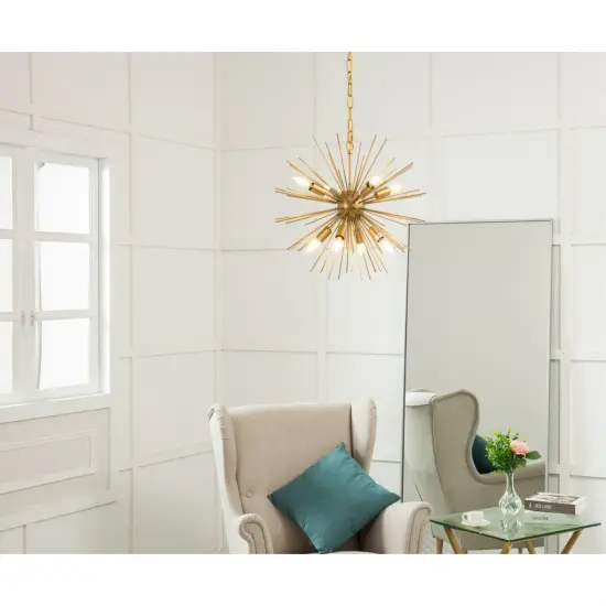 Timber 8 light Brass pendant {2}