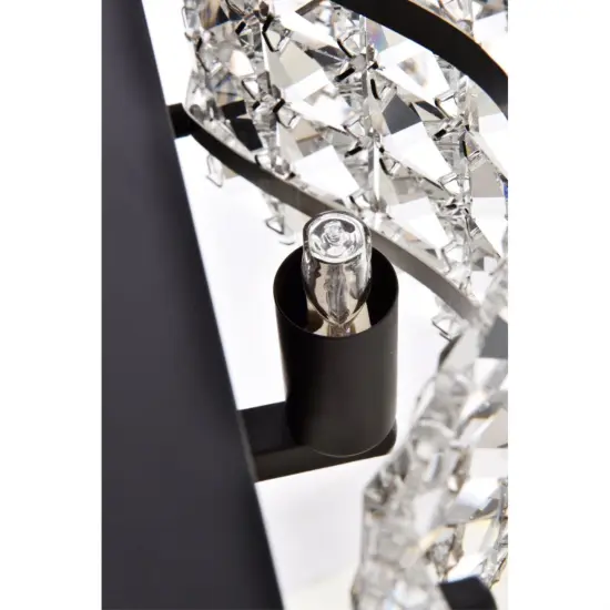 Tate 3 light bath sconce in black with clear crystals {6}