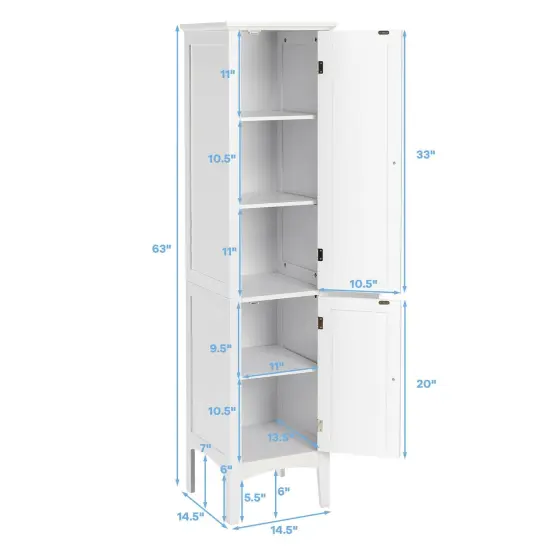 Freestanding Bathroom Storage Cabinet for Kitchen and Living Room White {5}