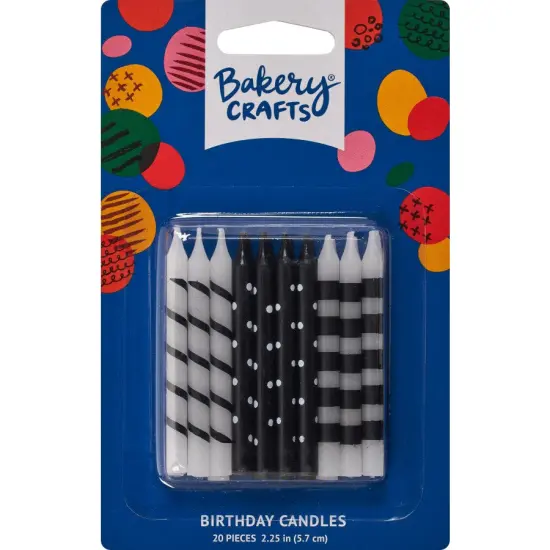 Black & White Stripes & Dots Candles, 20pc {1}