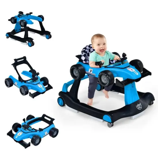 4-in-1 Foldable Activity Push Walker with Adjustable Height Blue {2}