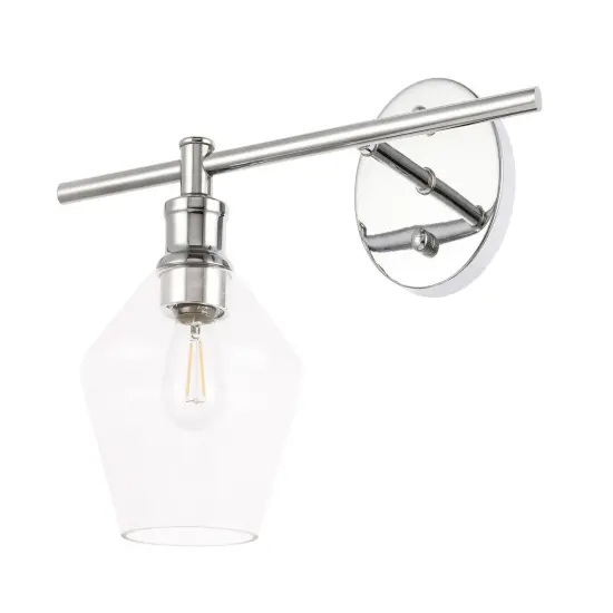 Gene 1 light Chrome and Clear glass left Wall sconce {6}