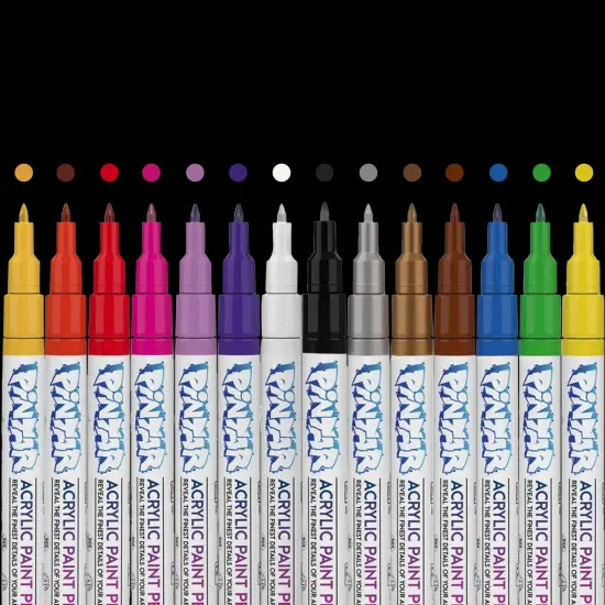 PINTAR Acrylic Paint Markers Set - Extra Fine Tip Paint Pens - Acrylic Markers Paint Pens - Acrylic Paint Pens for Rock Painting, Wood, Glass, Leather, Shoes - Pack of 14, 0.7 mm {1}