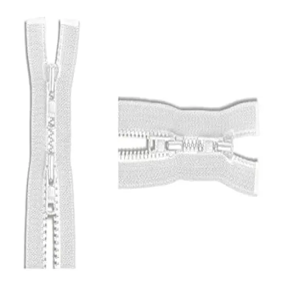 #3 Molded Vislon YKK Jacket 2-Way Lightweight Separating Zipper - Choose Your Length - Color: White - Made in The United States (1 Zipper Per Pack) (26" Inches) {1}