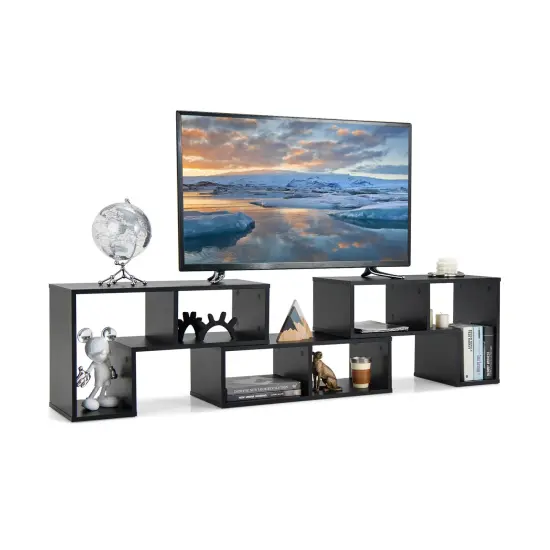 3 Pieces Console TV Stand for TVs up to 65 Inch with Shelves Brown {7}