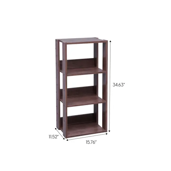 IRIS USA 3 Shelf Open wood toned Shelving Rack Unit, Brown/Light Brown {5}