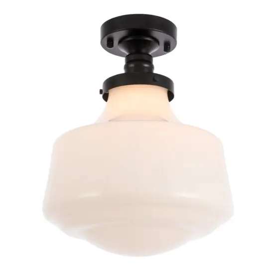 Lyle 1 light Black and frosted white glass Flush mount {4}
